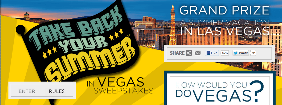 grand prize a summer vacation in las vegas