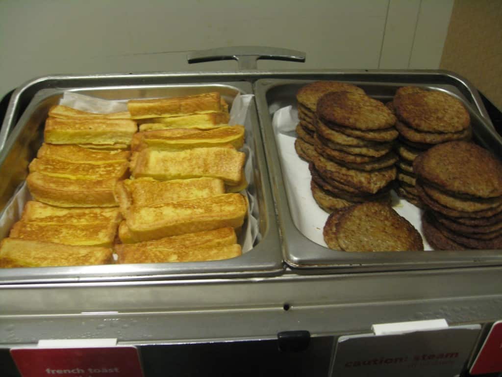 Hampton Inn La Guardia Airport french toast and sausages