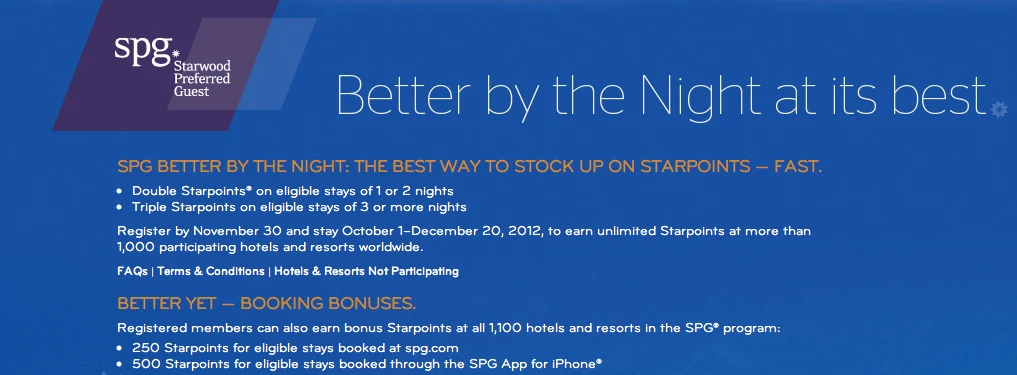 Starwood Better By The Night Promotion