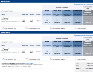 Miami to Quito $398.70 LAN