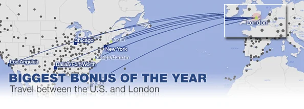 American Airlines biggest bonus of the year travel between US and London