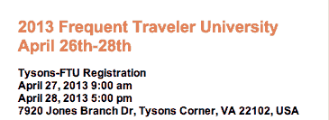 Frequent Traveler University Washington DC Ticket Available FTUDCA