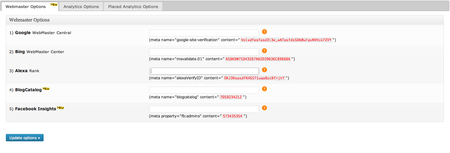 All in One Webmaster options
