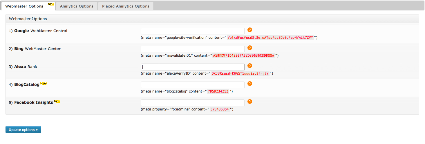 All in One Webmaster options