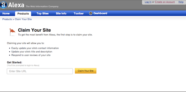 Claim your site on Alexa