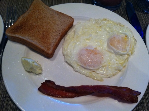 Fairmont Chateau Laurier Breakfast Bacon, Eggs, and toast