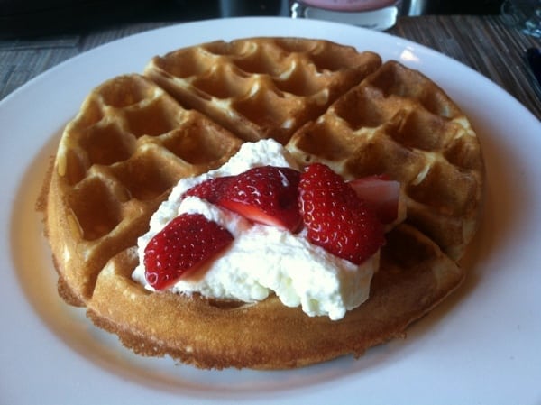 Fairmont Chateau Laurier Breakfast Buffet Belgian Waffle with Whipped Cream and Strawberries