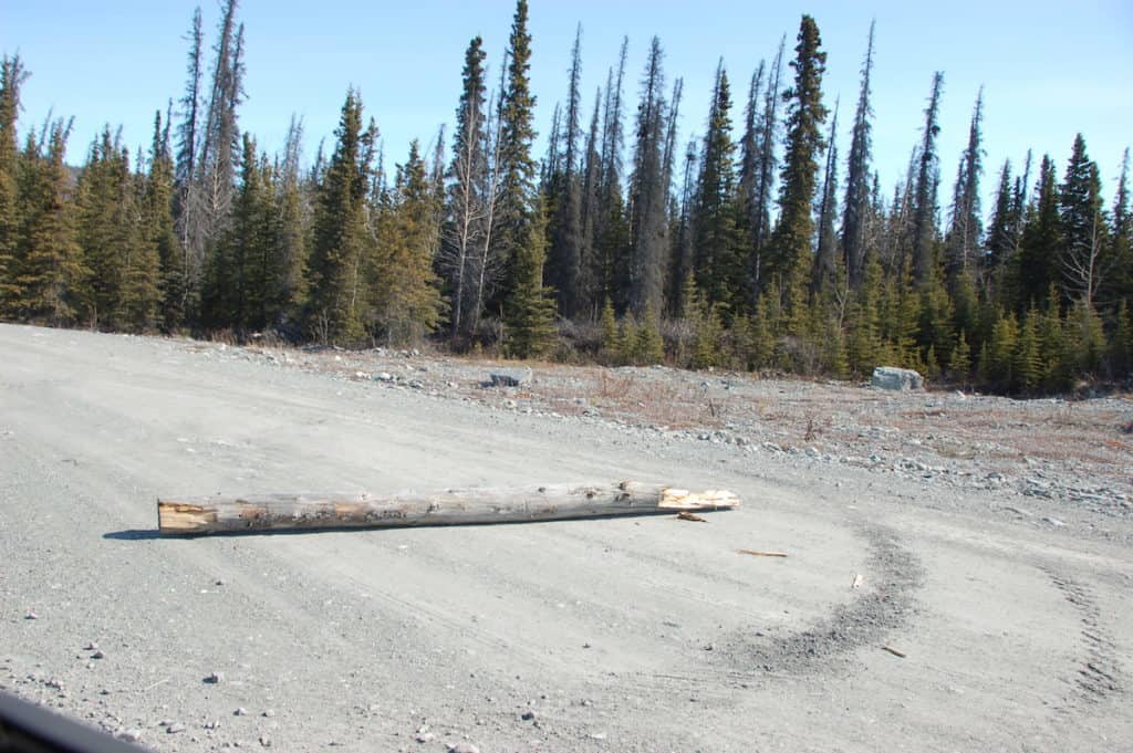 road block in Alaska on the way to Matanuska Glacier. www.travelingwellforless.com