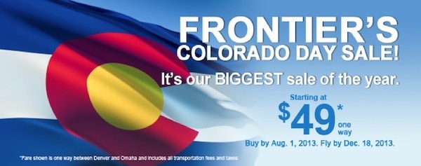 Frontier Colorado Day Sale