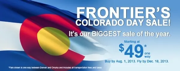 Frontier Colorado Day Sale