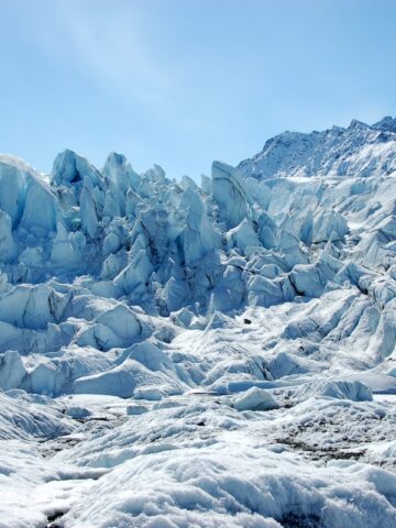 field of blue tinted glaciers