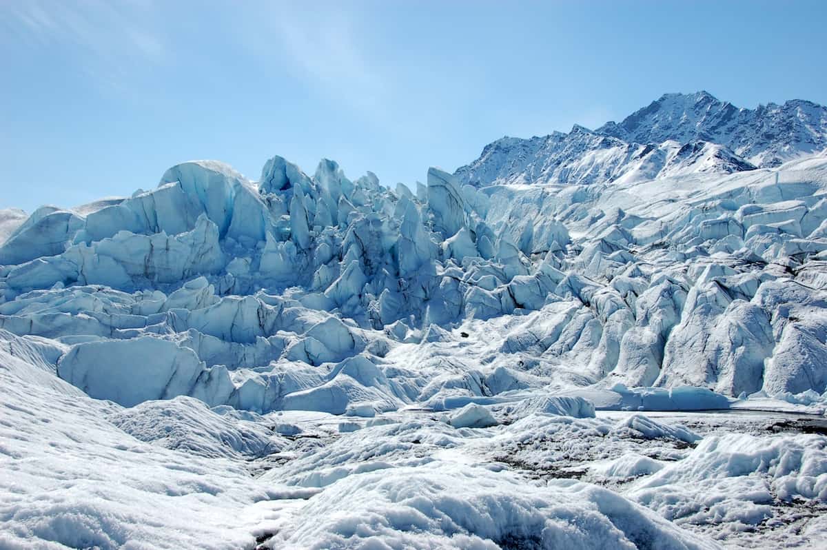 field of blue tinted glaciers