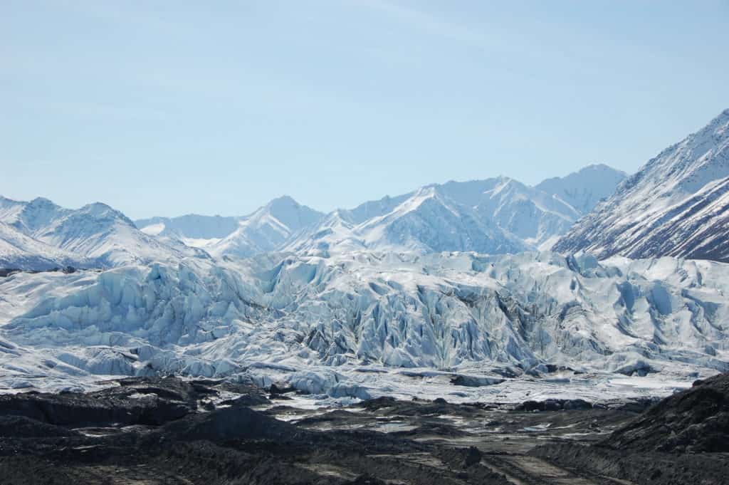 view of Matanuska Glacier, Alaska. https://www.travelingwellforless.com