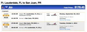 Fort Lauderale to San Juan $89 Each Way