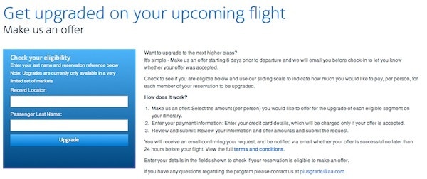 American Offers Upgrades To The Highest Bidder