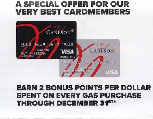 Club Carlson Bonus Points For Gas Purchases