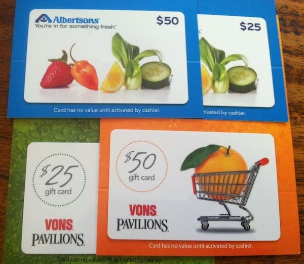 Vons and Albertsons gift cards at Staples