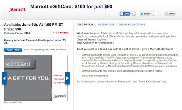 Buying Marriott gift cards is an okay deal