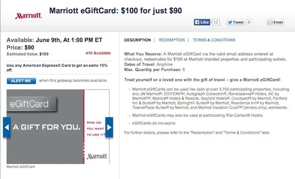 Buying Marriott gift cards is an okay deal