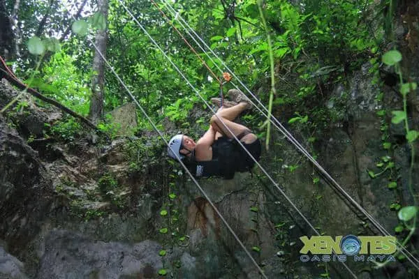 Rappelling at Luum Earth Xenotes Oasis Maya Traveling Well For Less