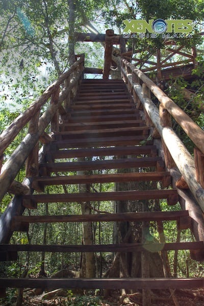 Zip line platform at Lik Xenotes Oasis Maya Traveling Well For Less