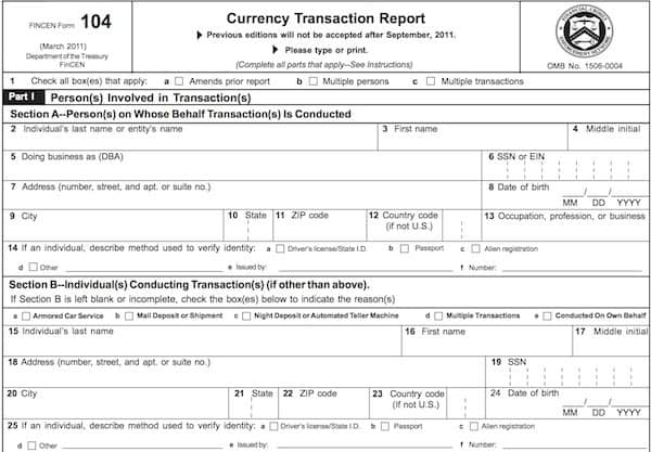 Currency Transaction Report Traveling Well For Less