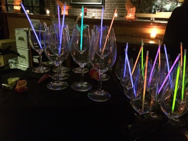 Concannon Haunted Hallow Wine walk glass and glow sticks Traveling Well For Less