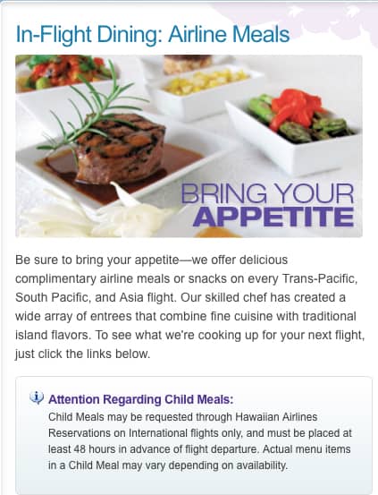 Hawaiian Airline meals Traveling Well For Less