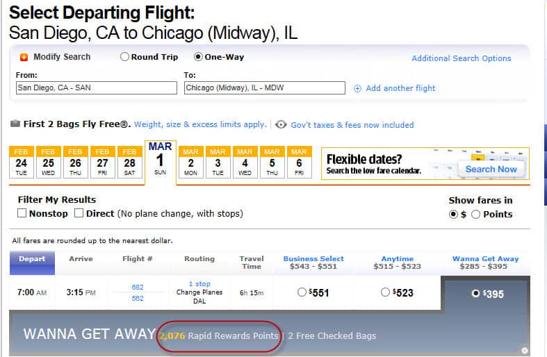 San Diego to Chicago 2076 points Traveling Well For Less