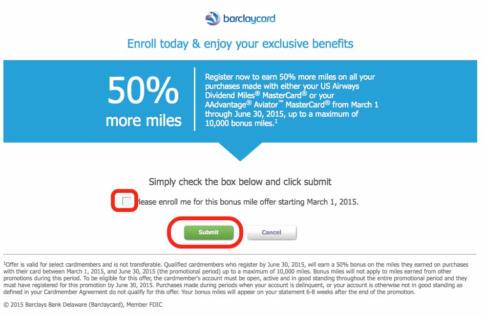 Enroll in the 50 percent bonus US Airways mile offer