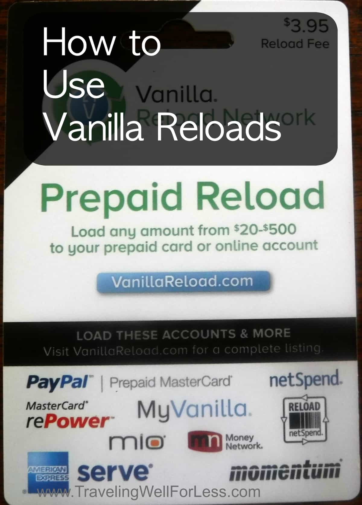 Vanilla Reloads, prepaid cards