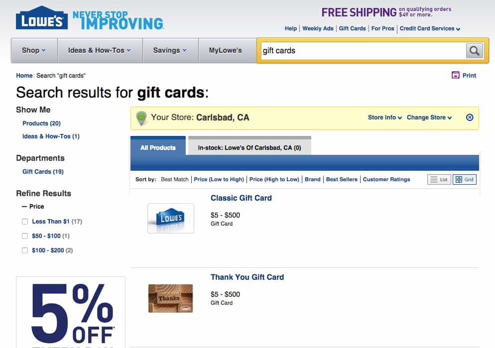 Lowes American Express offer, American Express, gift cards