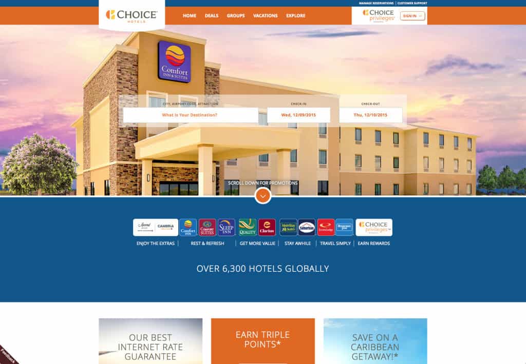 Choice hotels new website, transfer Choice points to Southwest