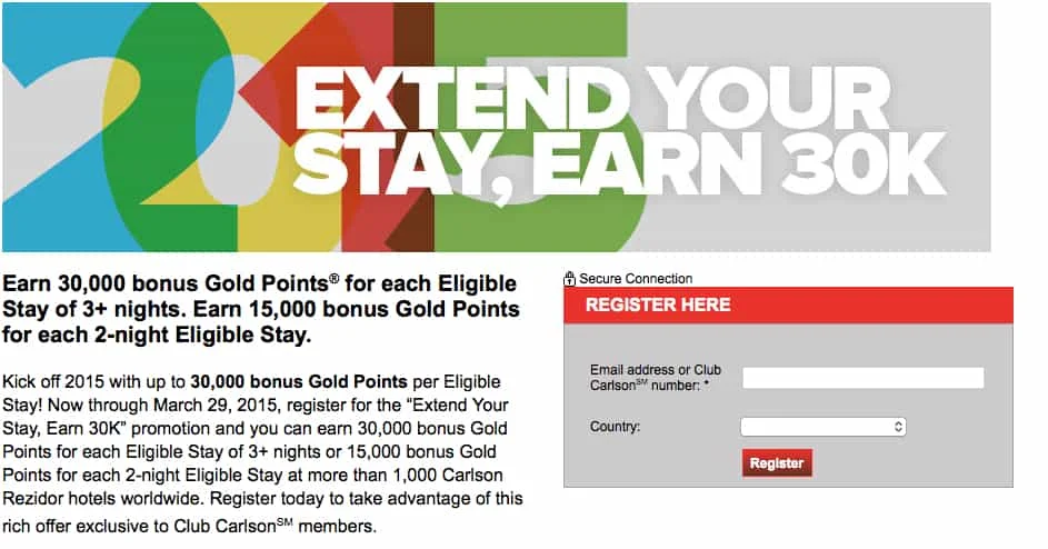 Register for Club Carlson Extend Your Stay, Earn 30K Each Stay Traveling Well For Less