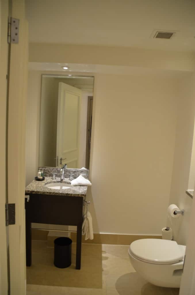 guest bathroom in the Saatchi Suite at the Hyatt Regency London - The Churchill