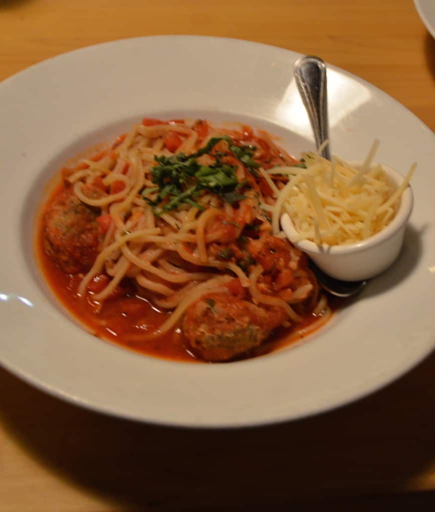 Spaghetti With Turkey Meatballs. Hugo's Restaurant makes their spaghetti from scratch every morning. And all pasta at Hugo's (spaghetti and fusilli) is vegan (no eggs are used) and organic. TravelingWellForLess.com