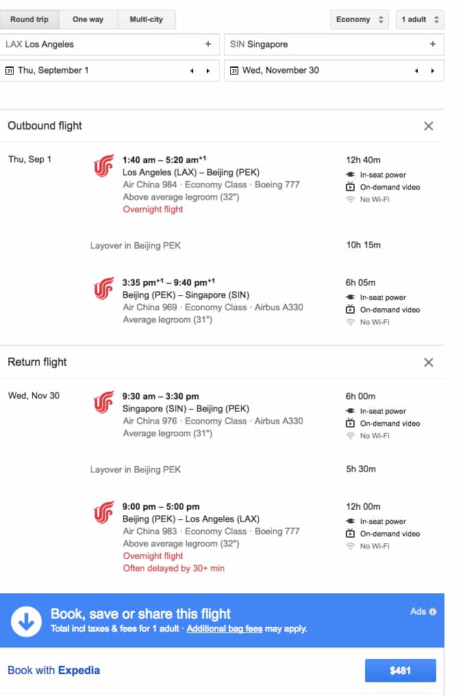 You can score flights from $478 round-trip to Asia, including Singapore. TravelingWellForLess