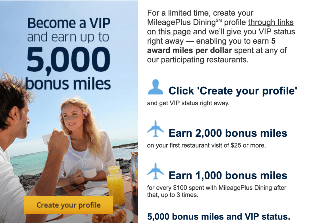 Get 5,000 United Airlines miles and elite status by joining the MileagePlus Dining program. TravelingWellForLess.com