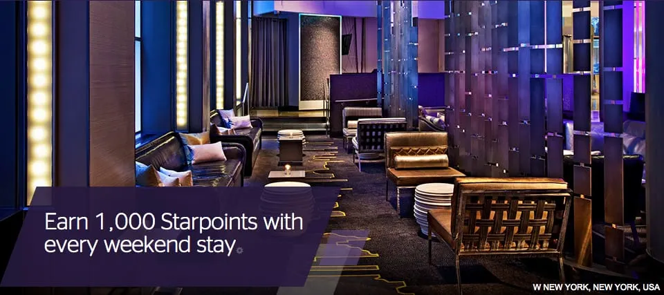 Get 1,000 points for a weekend stay at Starwood Traveling Well For Less