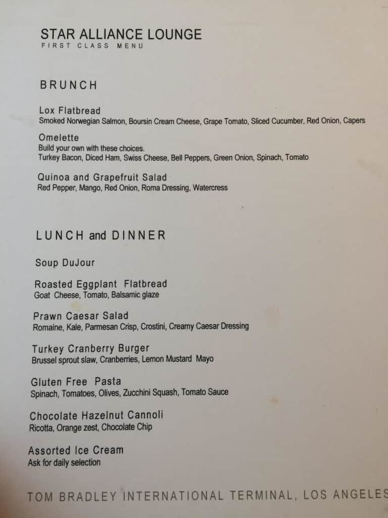 Additional items are available from a made to order menu in the Star Alliance First Class Lounge Los Angeles Airport. TravelingWellForLess.com