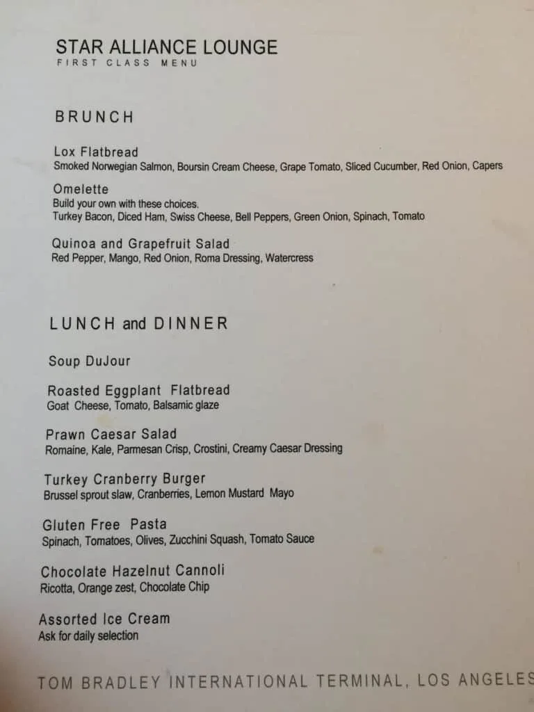 Additional items are available from a made to order menu in the Star Alliance First Class Lounge Los Angeles Airport. TravelingWellForLess.com