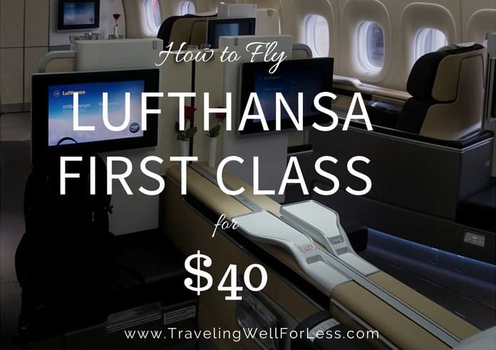 A fully lay flat seat of over 6 feet and delicious food. All this and more for practically free. How to fly Lufthansa First Class for $40. https://www.travelingwellforless.com