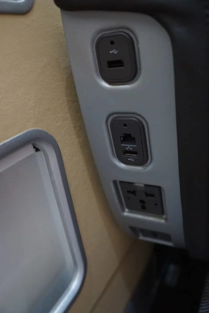Two outlets and USB ports. www.travelingwellforless.com