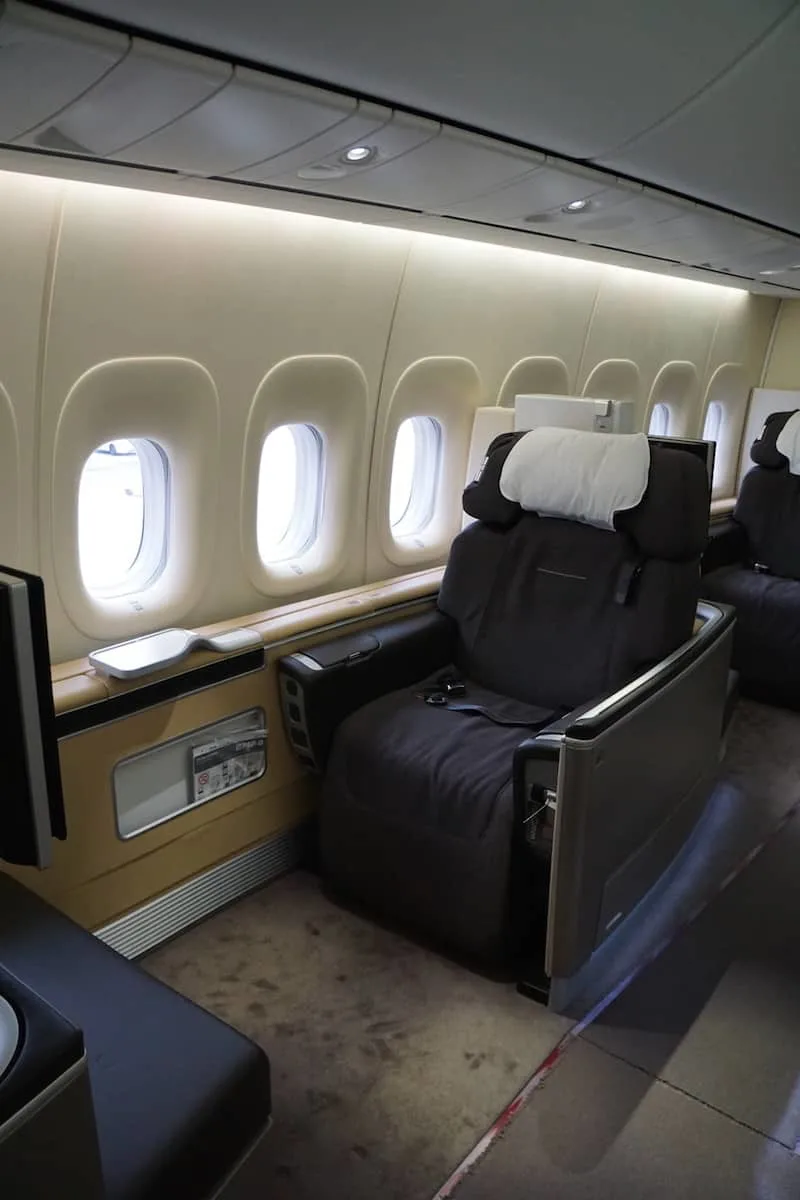 The best First Class seat on the 747-8 on Lufthansa. https://www.travelingwellforless.com