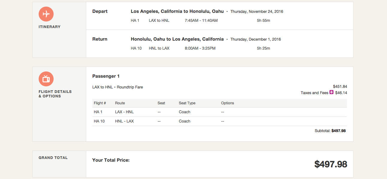 Los Angeles (LAX) to Honolulu (HNL) for $498 round-trip 