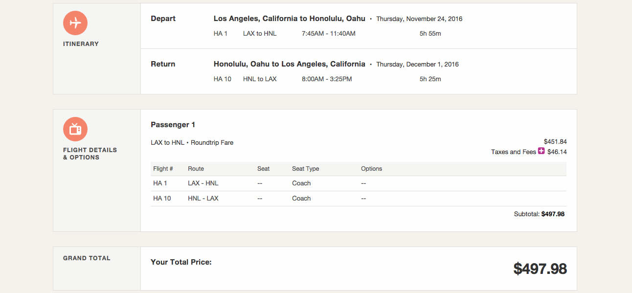 Los Angeles (LAX) to Honolulu (HNL) for $498 round-trip 