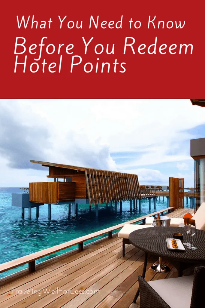 Free hotel stays using points. Cash or hotel points? Here's what you need to know before you redeem points for hotel stays. TravelingWellForLess.com