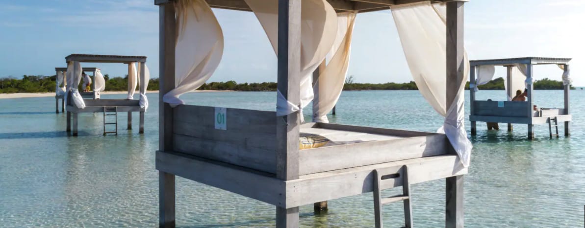 overwater beach cabanas mahogany bay resort