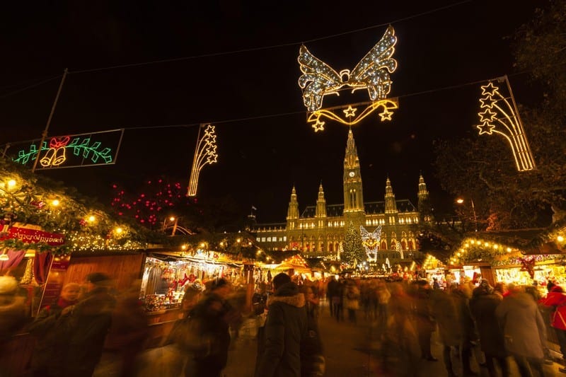 From mid-November to Christmas, you can visit one of several Christmas markets in Vienna. TravelingWellForLess.com