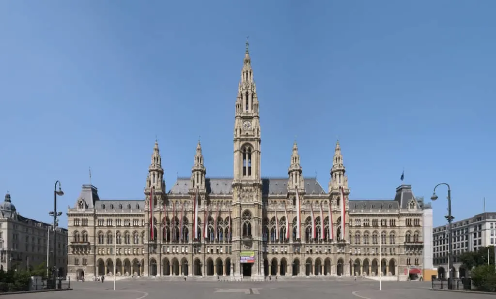 When visiting Vienna, you can take a free guided tours of City Hall (Rathaus). Traveling Well For Less.